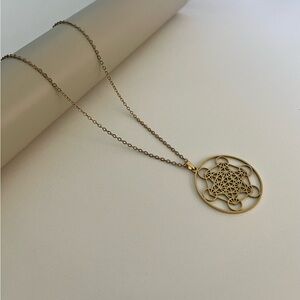 Archangel Metatron's Cube Gold Necklace - Spirituality Statement Necklace